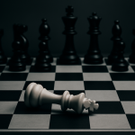 Chess Board, white king fallen