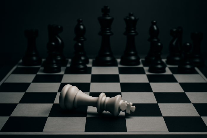 Chess Board, white king fallen