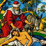 Image of the good Samaritan and man